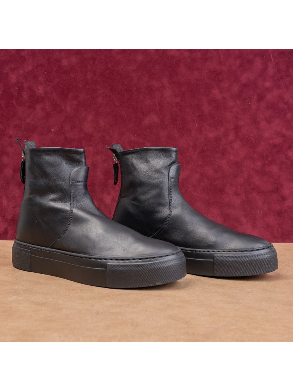 AGL Women Back Zip Black Leather High Top Ankle Boots size 8.5US EUR 38.5